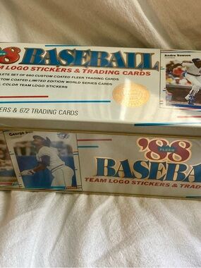 Fleer 1988 Baseball Team Logo Stickers & Trading Cards Box - White/Blue
